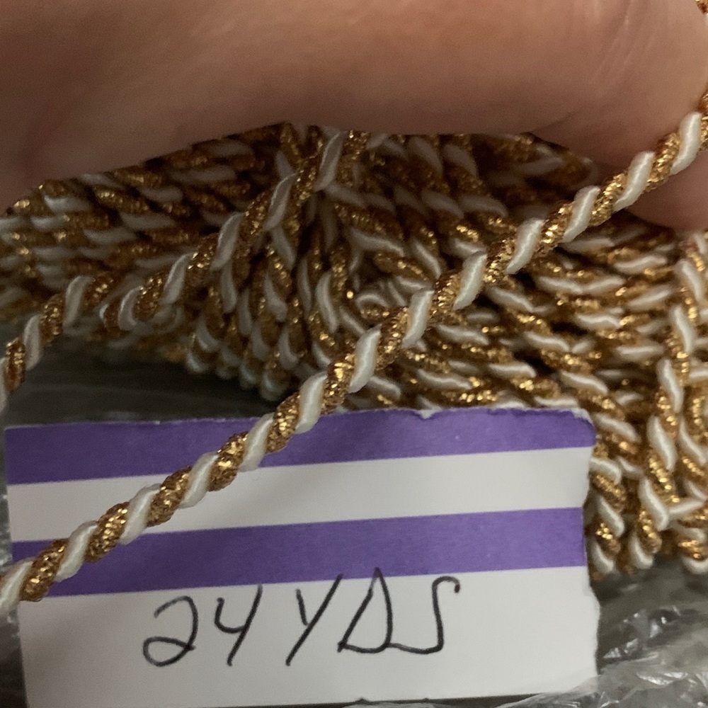 24 Yards of Gold and White Twisted Cord